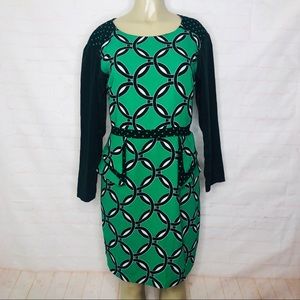 Danny & Nicole green and black peplum dress